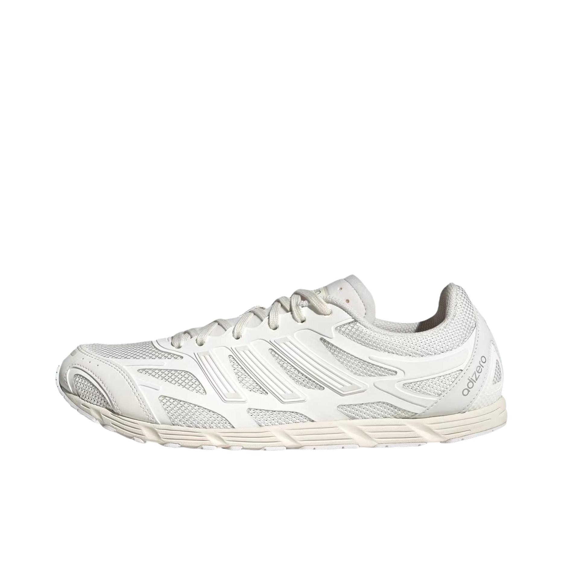 推荐商品：adidas Adizero PR 跑鞋 防滑低帮圆头平跟 白色 