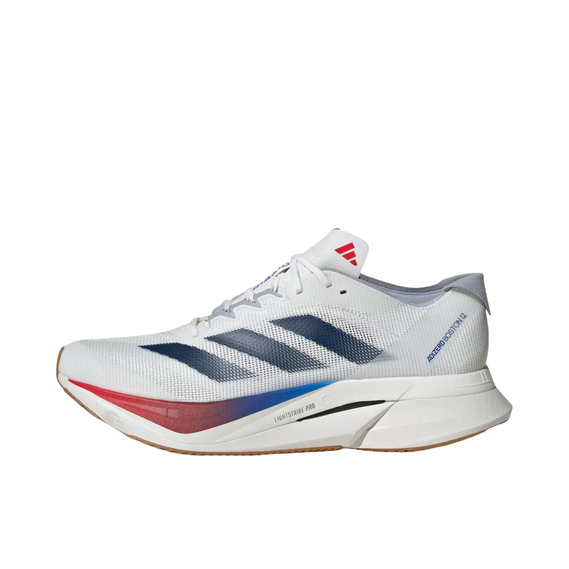 adidas Adizero Boston 12 玻纤柱 耐磨 缓震 马拉松 运动 跑鞋 白色/红色