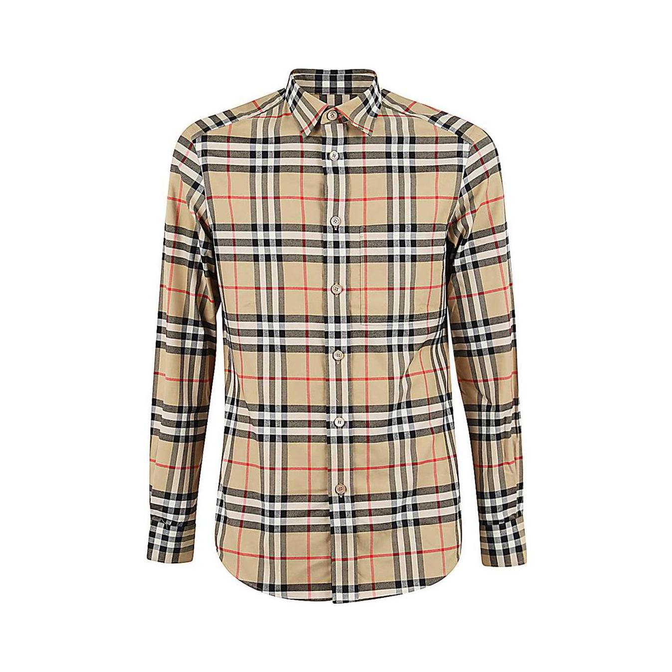 【魏大勋同款】Burberry/博柏利 经典格子棉府绸棉质单排纽扣尖领翻领长袖衬衫 男女同款 8020863
