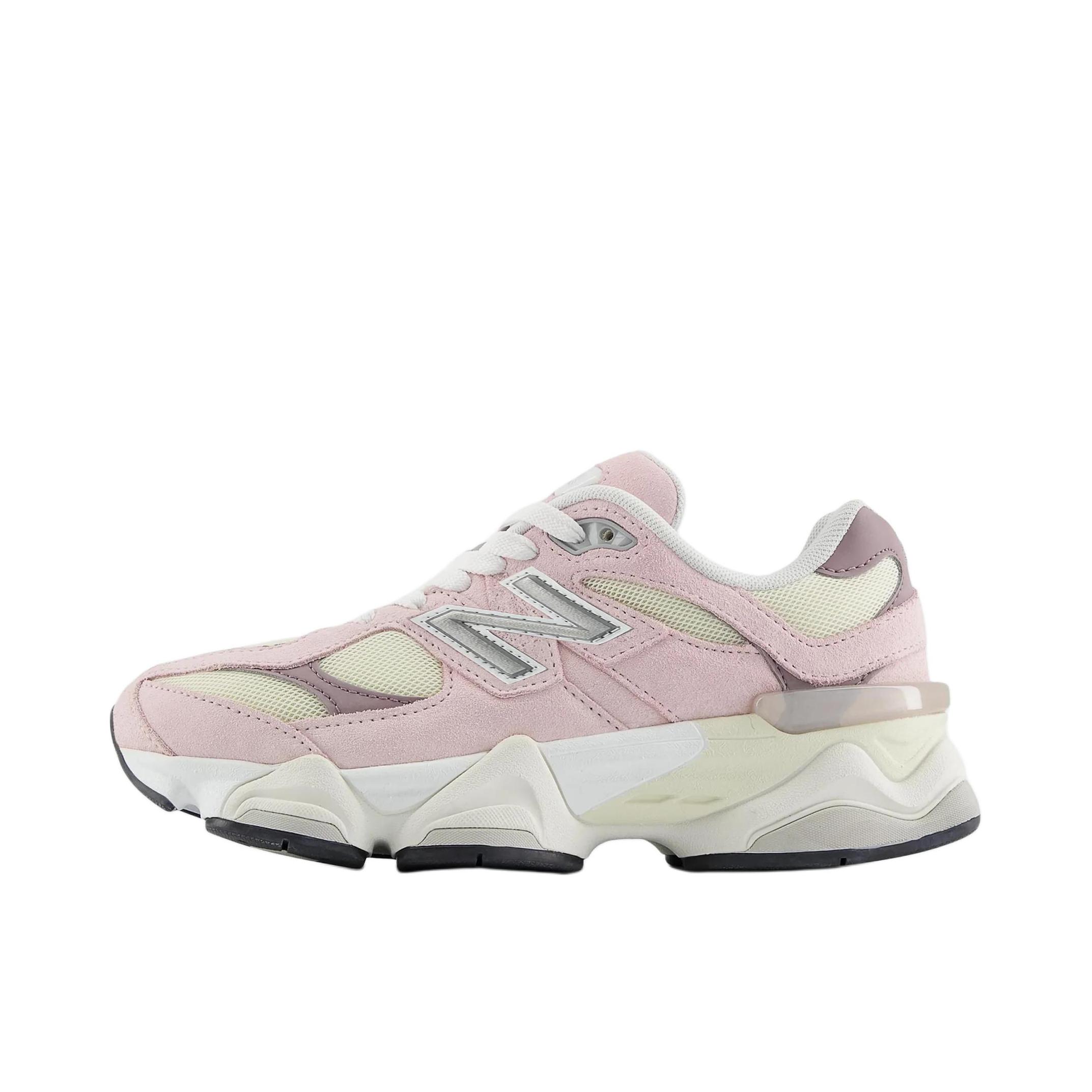 推荐商品：New Balance 9060 跑鞋 绒面革舒适减震网面透气防滑耐磨拼接复古增高圆头贴合耐穿 M宽/大童/粉色/白色