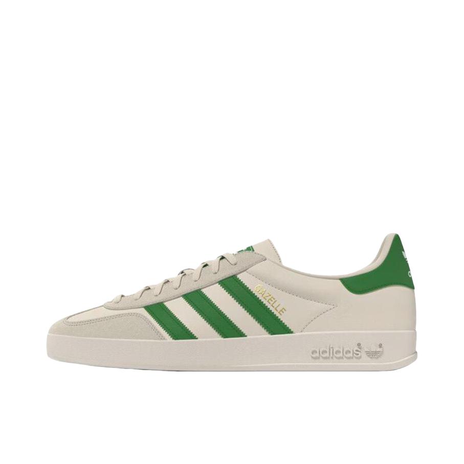 推荐商品：adidas Originals Gazelle Indoor T头鞋 德训鞋 板鞋 舒适缓震防滑耐磨绒面革复古 米色/绿色 
