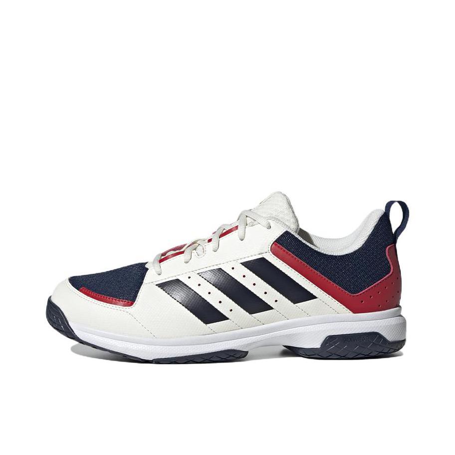 推荐商品：adidas Ligra 7 减震回弹 防滑耐磨 网面透气 休闲 羽毛球鞋 白色/黑色/蓝色