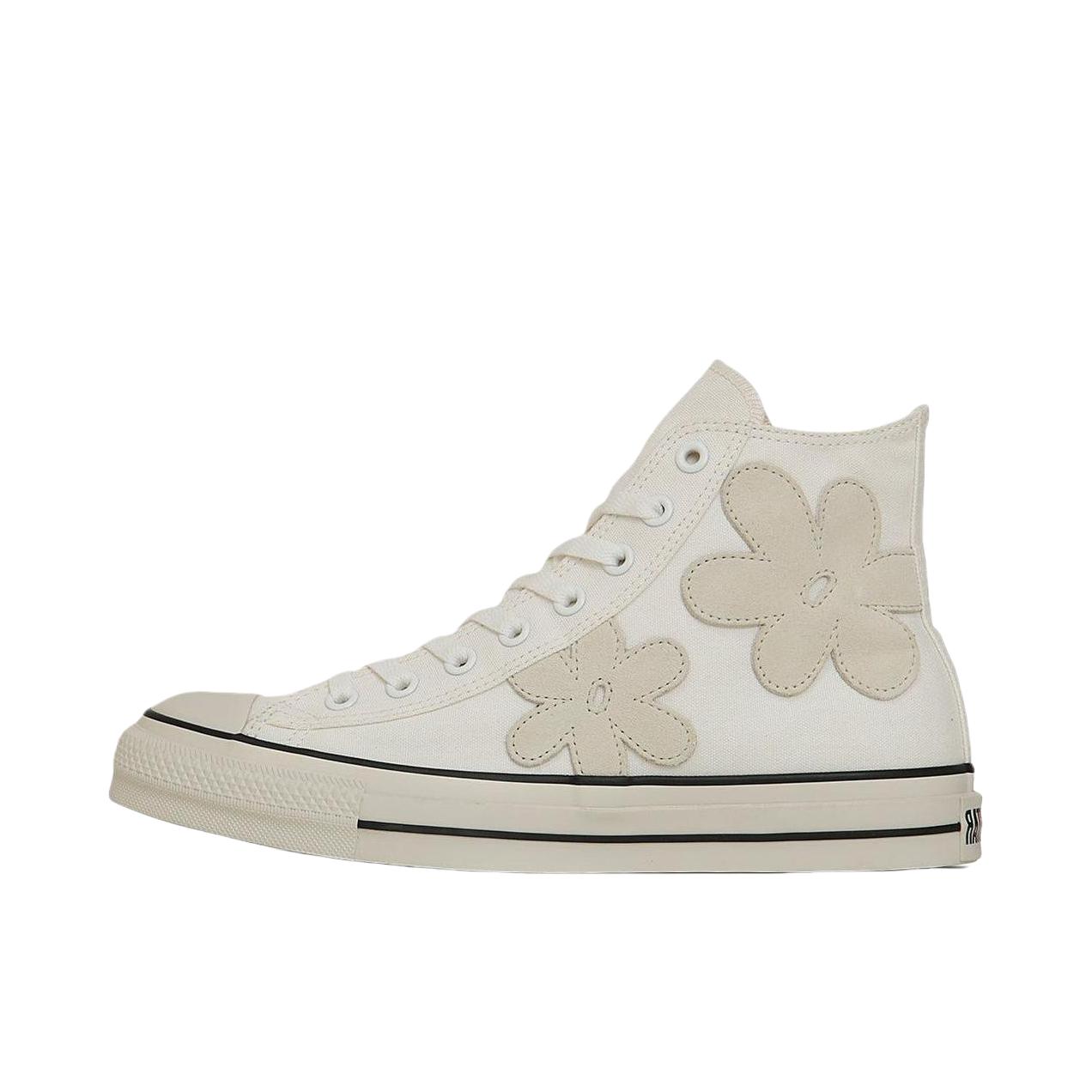 推荐商品：Converse/匡威 All Star SuedeFlower HI 帆布鞋 防滑耐磨高帮 米白色 