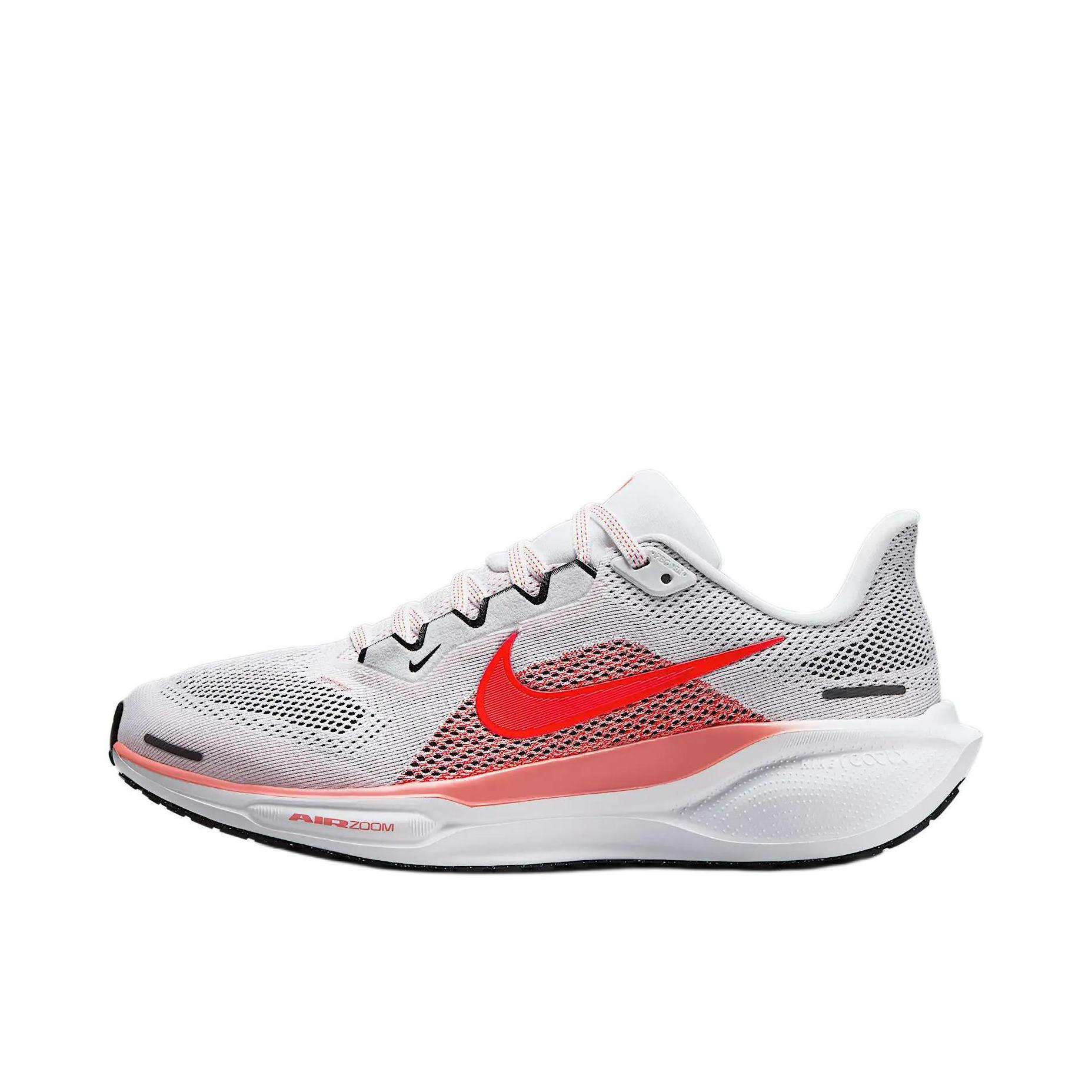 推荐商品：Nike Air Zoom Pegasus 41 飞马 跑鞋 ReactX泡绵缓震透气轻便回弹训练防滑马拉松短跑支撑贴合耐用 白色/红色