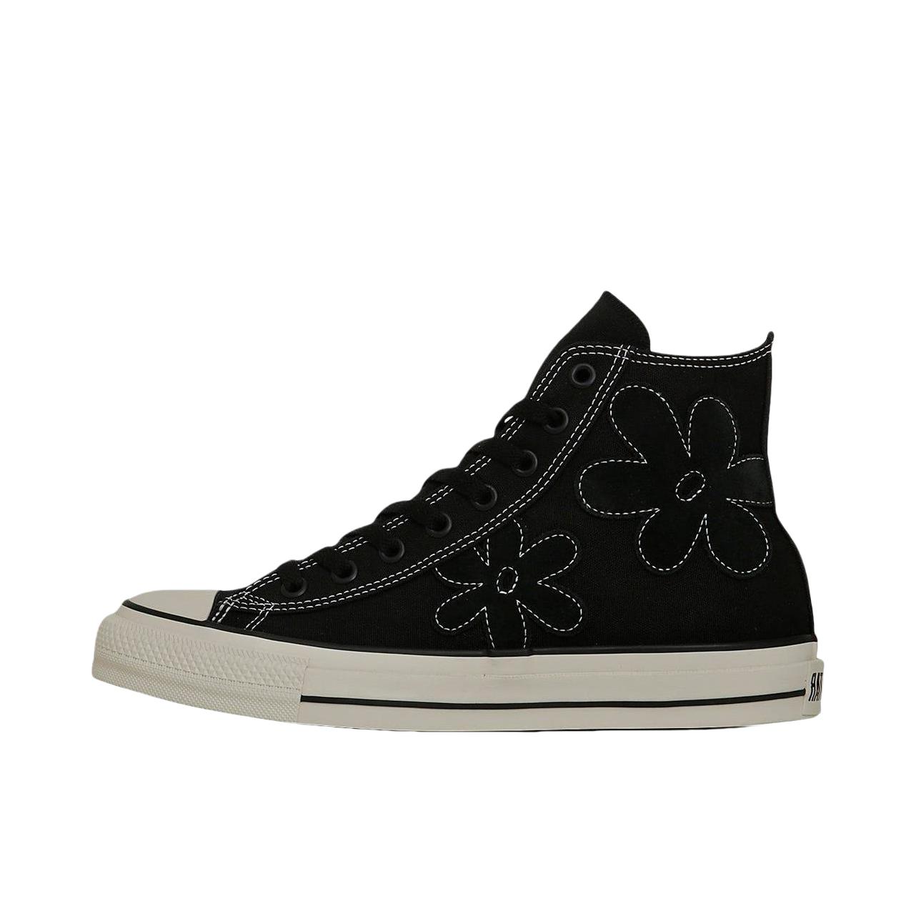 推荐商品：Converse/匡威 All Star SuedeFlower HI 帆布鞋 防滑耐磨高帮 黑色 
