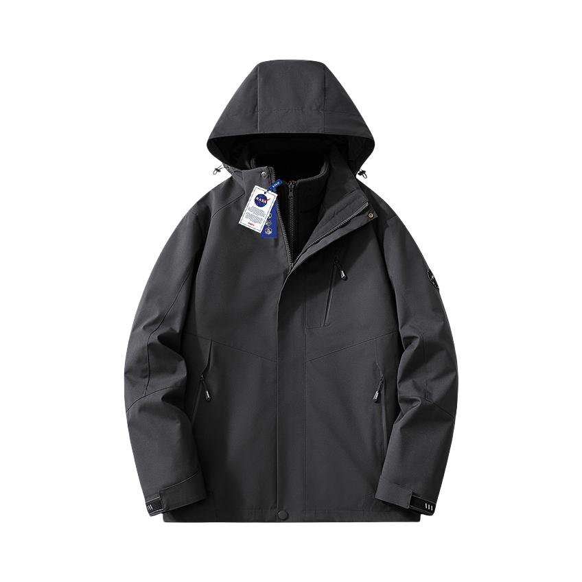 推荐商品：NASA 防风防水三合一可拆卸内胆冲锋衣 男女同款 NASA-HN8908 黑