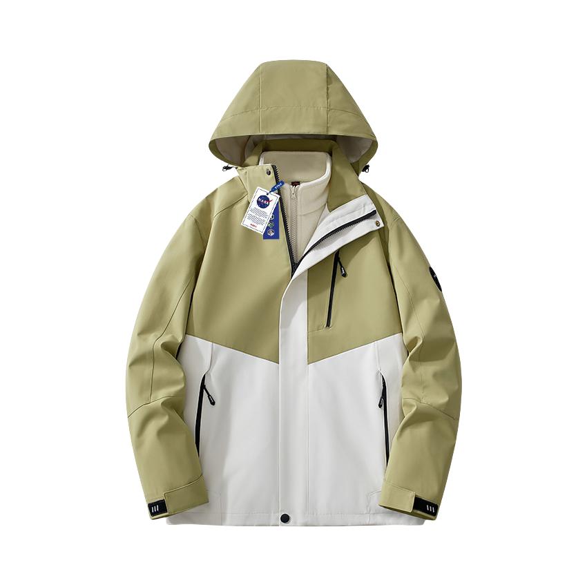 推荐商品：NASA 防风防水三合一可拆卸内胆冲锋衣 男女同款 NASA-HN8908 果绿