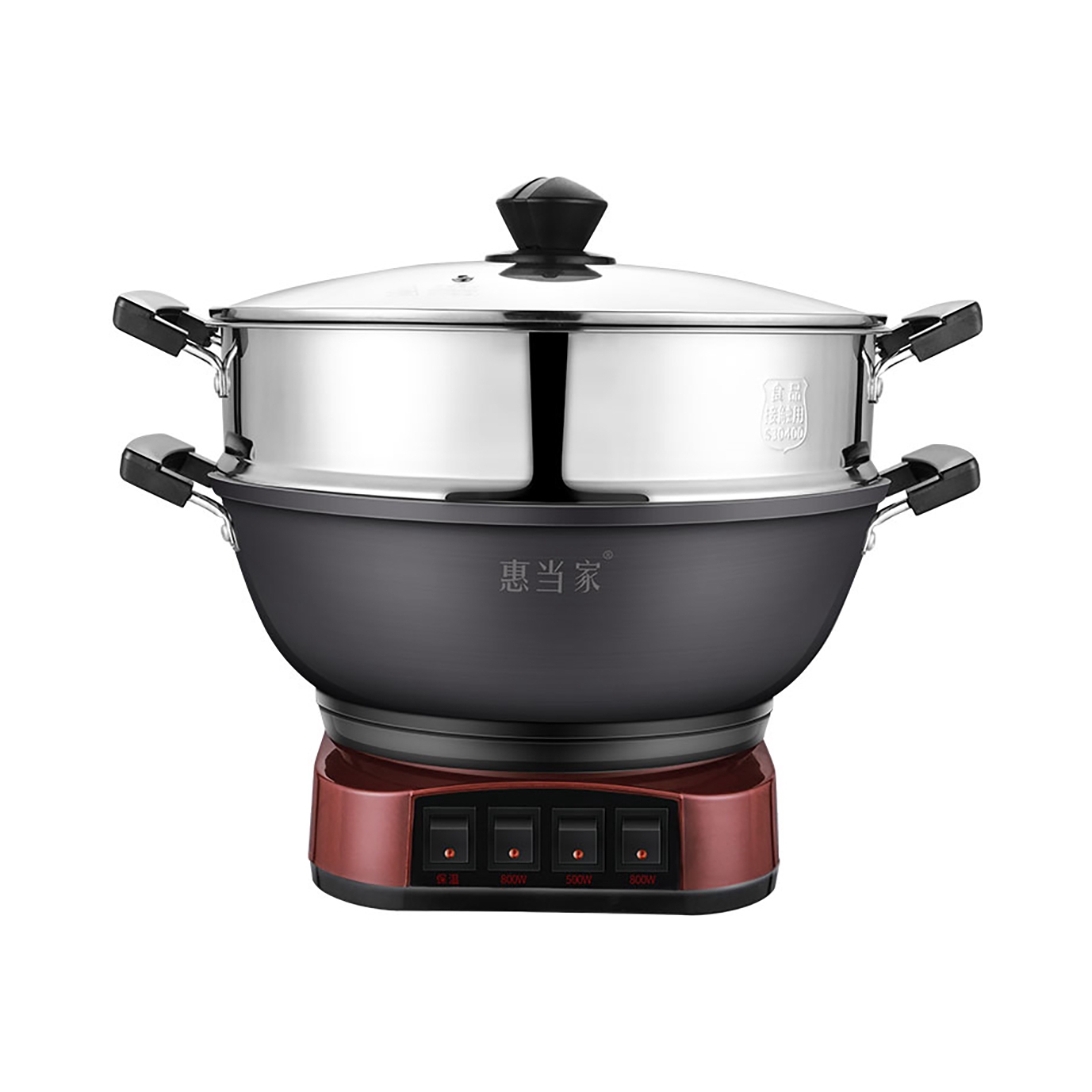 推荐商品：Hui Dang Jia/惠当家 6.5L 电热火锅 多功能 可定时 蒸煮一体 HDJDT2