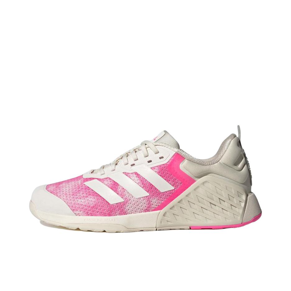 推荐商品：adidas DROPSET 3 TRAINER 防滑 耐磨 透气 力量训练 硬拉 深蹲 织物 回弹 稳定力量 缓震 贴合 训练鞋 粉白/亮粉