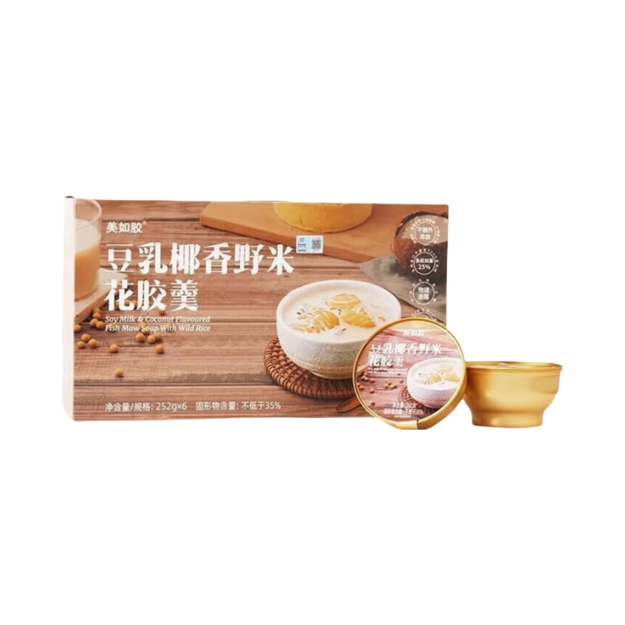 推荐商品：美如胶 豆乳椰香野米花胶羹 盒装 甜点甜品粥速食粥早餐代餐
