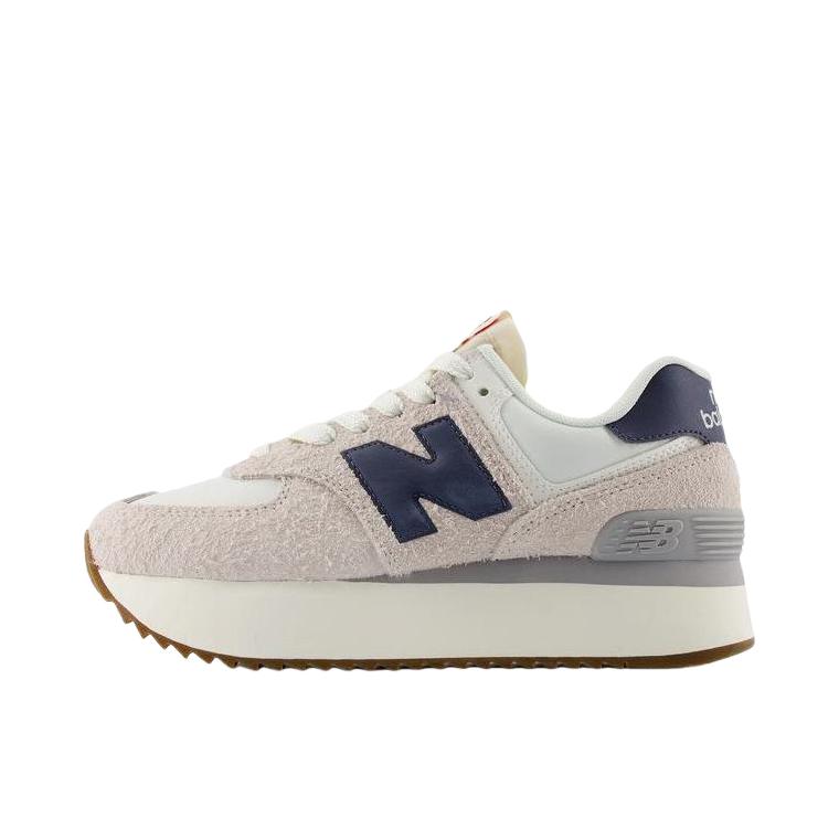 推荐商品：New Balance 574+ 跑鞋 增高防滑耐磨舒适轻便减震透气低帮织物合成革复古百搭 女款/灰色/白色 