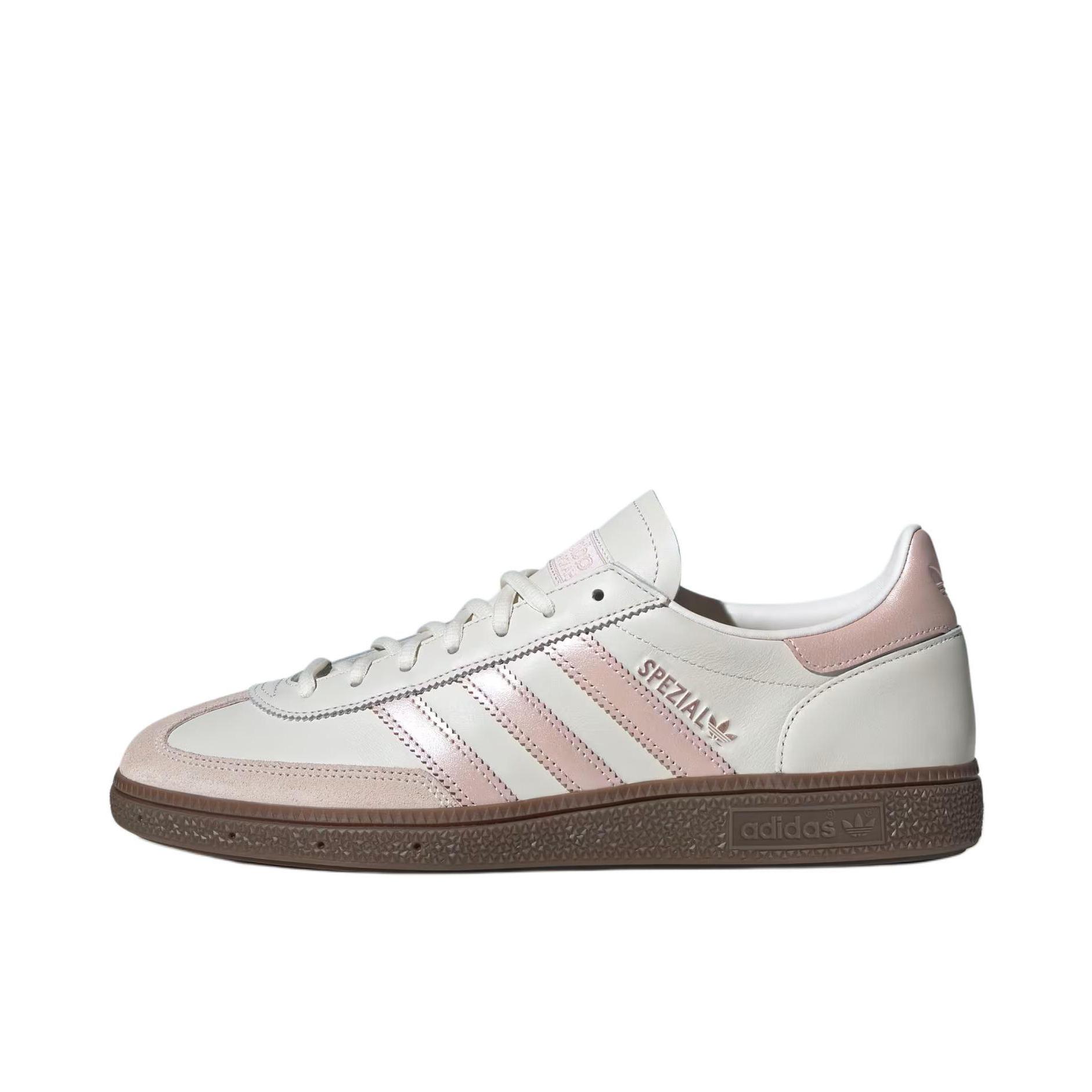 推荐商品：adidas Originals Handball Spezial 薄底鞋 T头鞋 德训鞋 板鞋 简约百搭复古轻便防滑耐磨贴合圆头耐穿 白色/粉色  