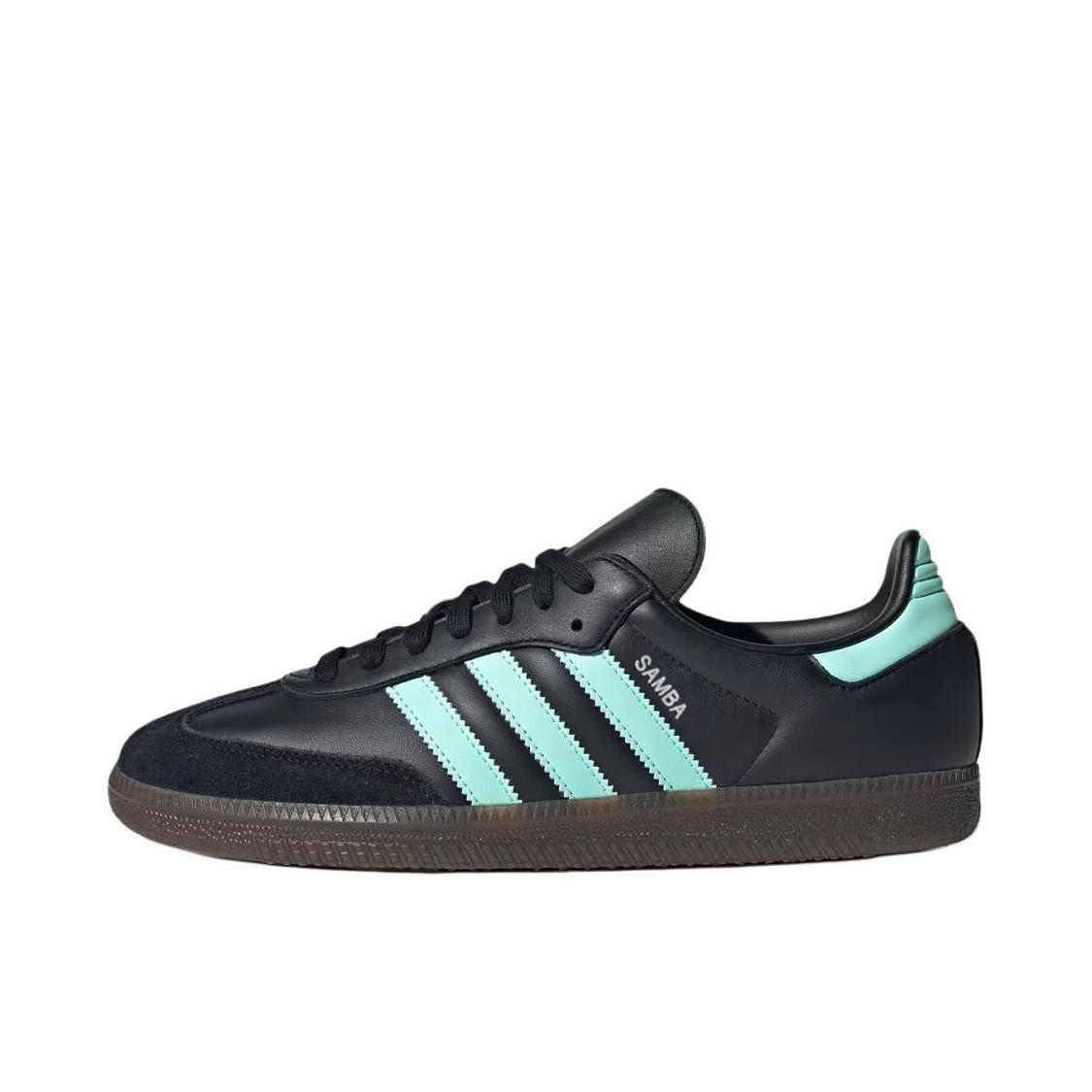 推荐商品：adidas Originals Samba OG T头鞋 板鞋 经典复古舒适百搭耐磨合成革圆头薄底贴合 黑色/青绿色