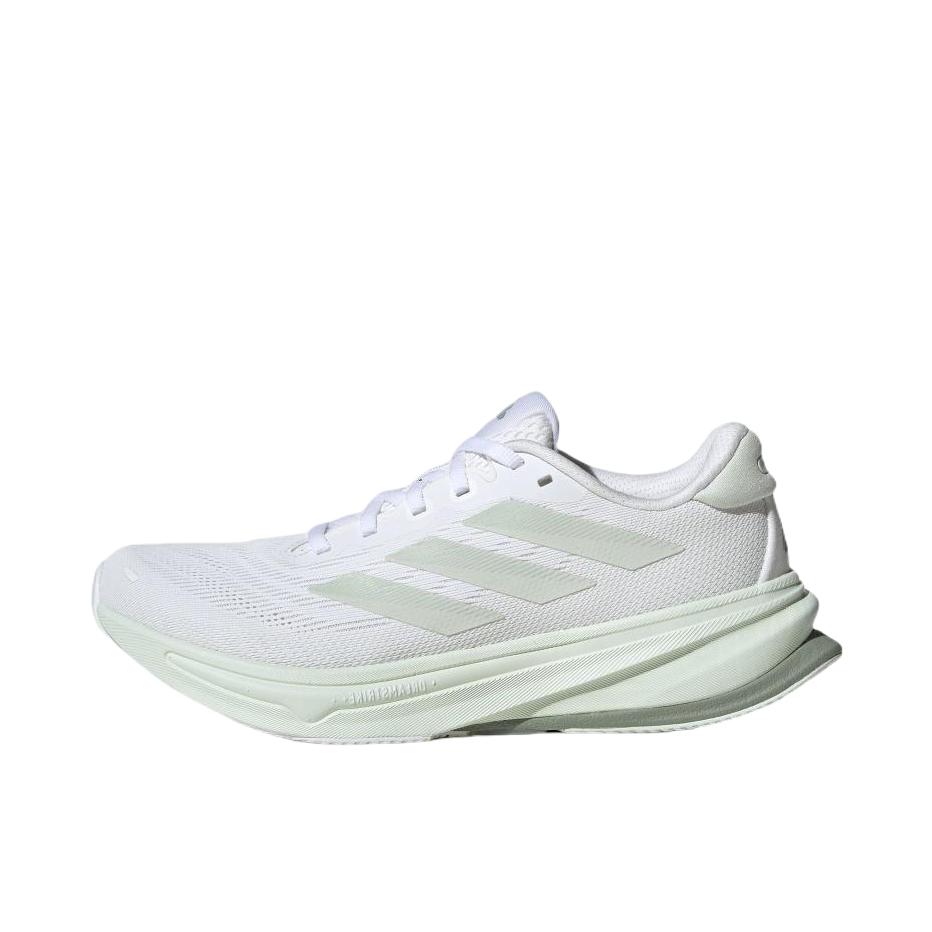 推荐商品：adidas SUPERNOVA Rise 2 跑鞋 缓震回弹稳定透气防滑耐磨防水支撑轻便贴合柔弹 白色/水晶翡翠绿/银灰绿