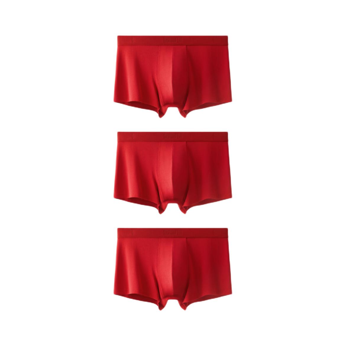 推荐商品：【得物专供】Bananain/蕉内 马年结婚抗菌透气防夹臀红运纯棉裆中腰男士平角内裤 3PBU301PP 3好运红/三条装