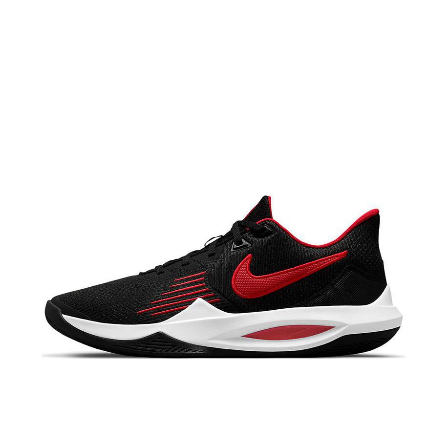 推荐商品：Nike Precision 5 精密5 缓震回弹 防滑耐磨 轻便透气 舒适圆头 百搭时尚 织物 实战 合成革 篮球鞋 黑色/红色