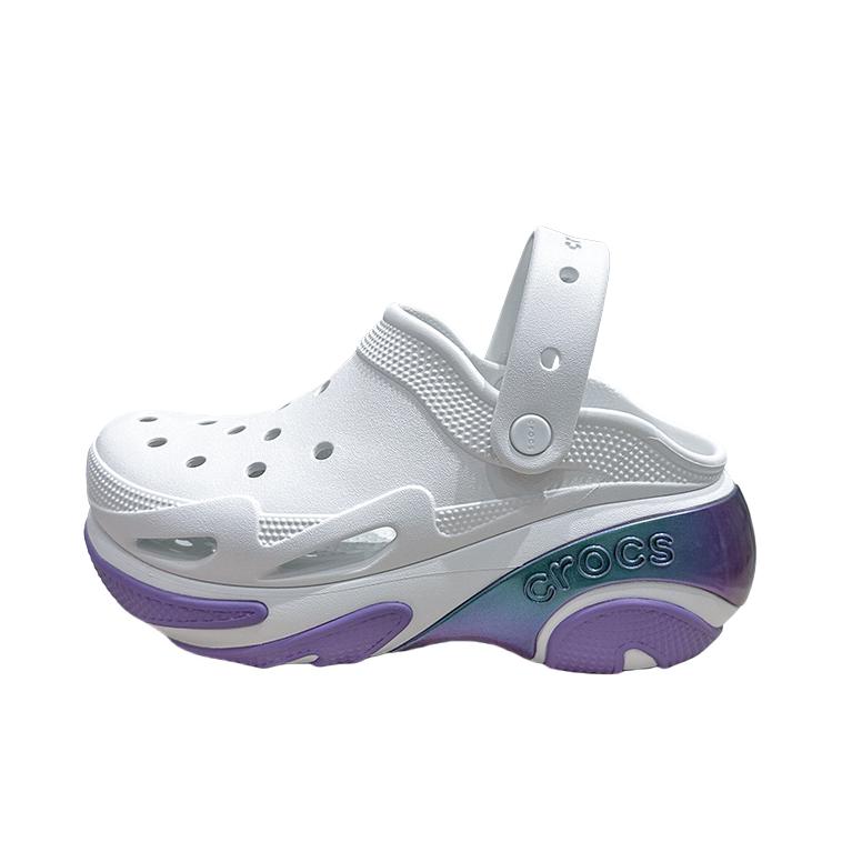 推荐商品：Crocs/卡骆驰 Bubble Crush Clog 贝壳泡芙 一脚蹬 包头 厚底 增高 休闲 涉水 外穿 洞洞鞋 凉鞋 女款/月光灰