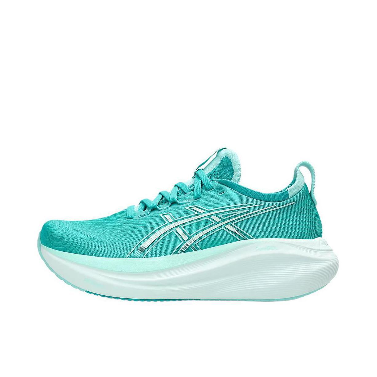 推荐商品：Asics/亚瑟士 Gel-Nimbus 27 跑鞋 防滑耐磨缓震轻量回弹舒适轻便支撑夜跑 绿色