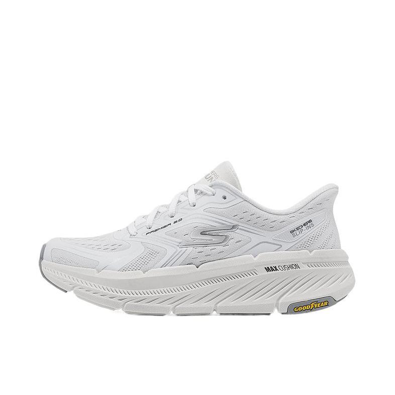 推荐商品：Skechers/斯凯奇 GO 舒适轻便 防滑耐磨 减震 网面透气 低帮 系带 复古 一脚蹬 运动休闲鞋 女款/白色/银色