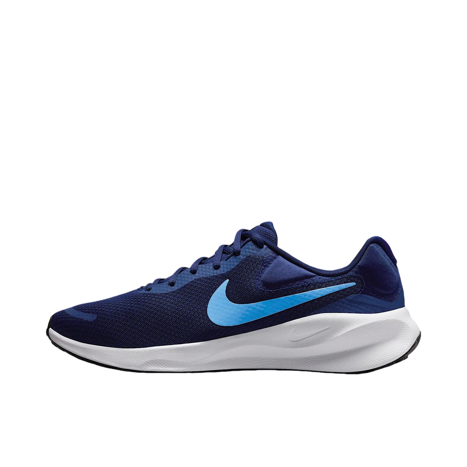 推荐商品：Nike Revolution 7 跑鞋 舒适百搭耐磨透气减震休闲运动支撑训练轻便易穿脱 深蓝色 