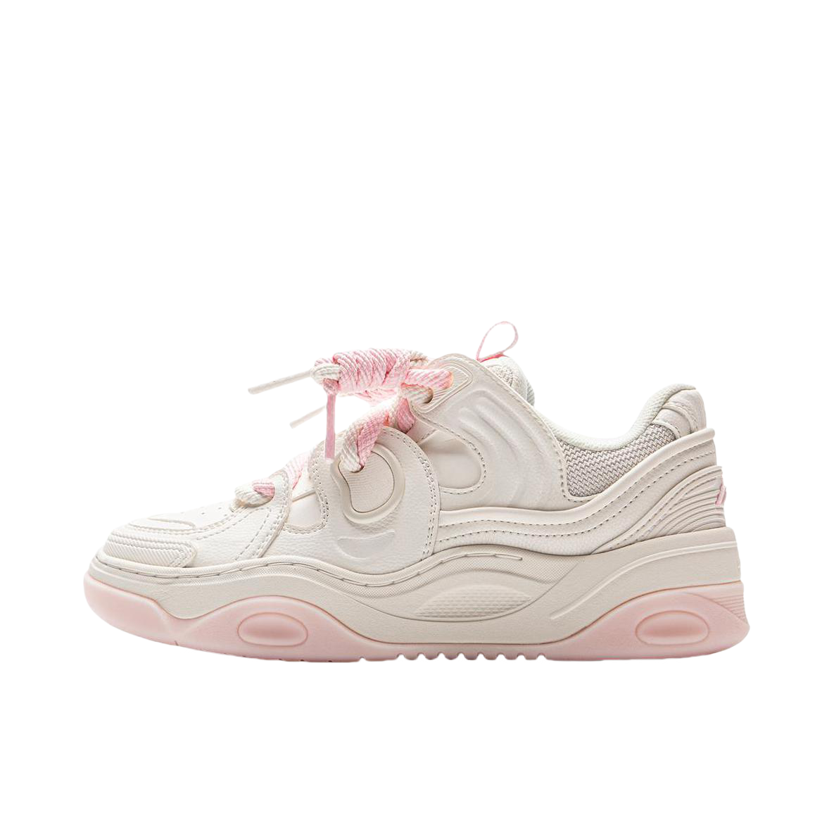 推荐商品：李宁  征程3  反光 包裹性 增高 减震回弹 防滑耐磨 复古百搭  板鞋 面包鞋 女款/云雾白