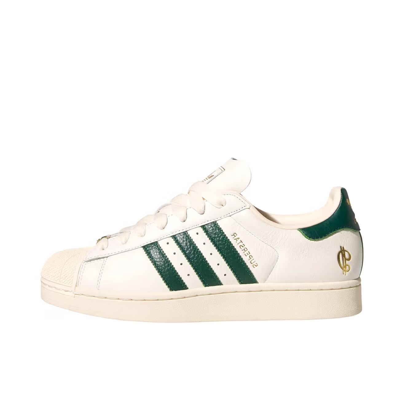 推荐商品：【宋雨琦同款】 adidas Originals Superstar 板鞋 轻便贝壳头薄底舒适百搭耐磨复古 Damian Lillard联盟/米色/绿色