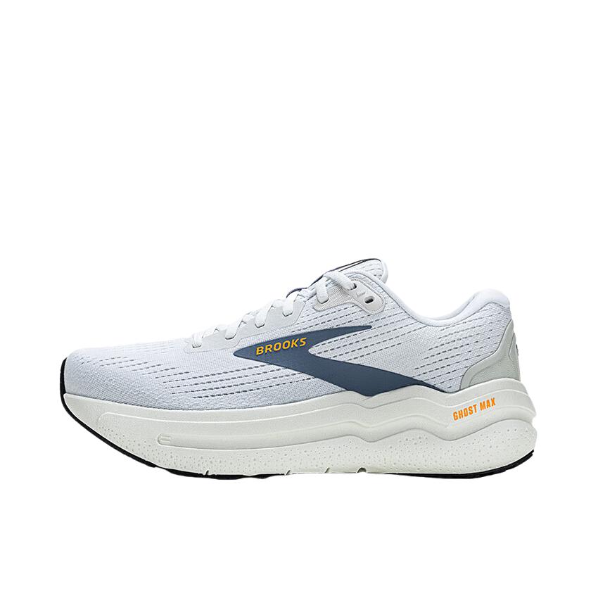 推荐商品：Brooks/布鲁克斯  Ghost 幽灵 Max 2  注氮 舒适缓震 防滑耐磨 厚底 平衡支撑 百搭 马拉松  跑鞋 白色/冬季蓝/桔红色