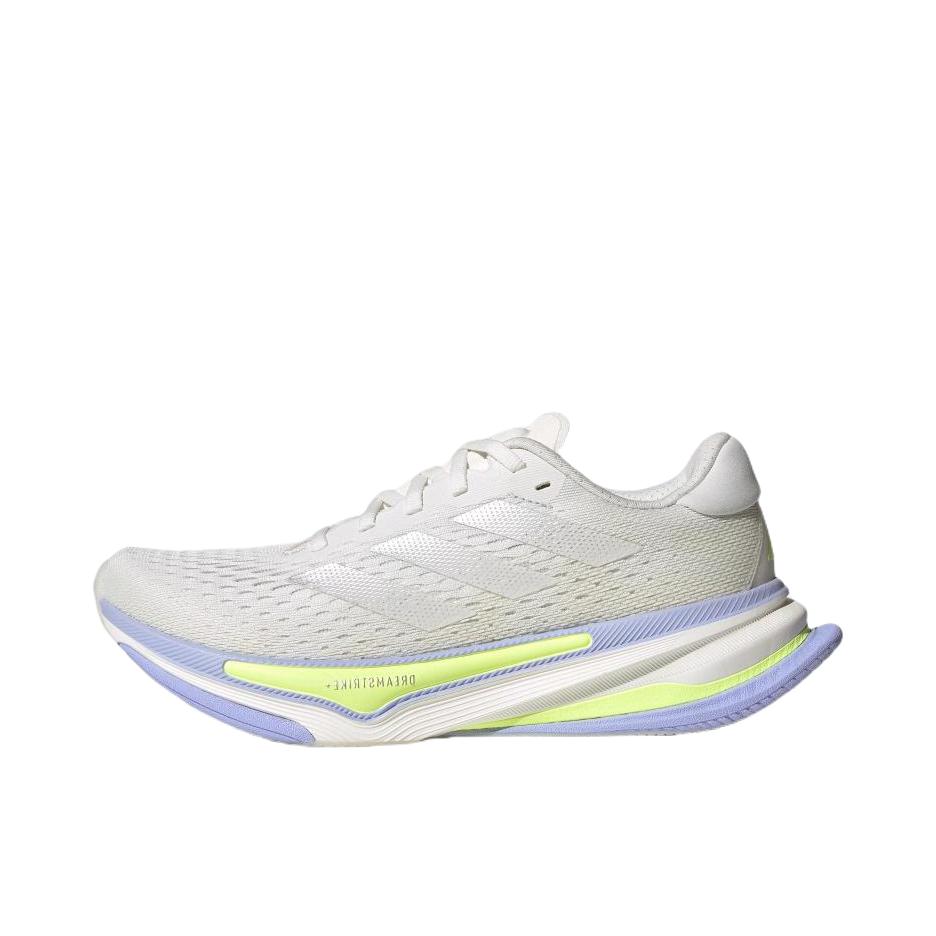 推荐商品：adidas Supernova Prima 跑鞋 缓震回弹网面透气舒适轻便厚底潮流百搭慢跑训练 晶白/金属银/荧光黄