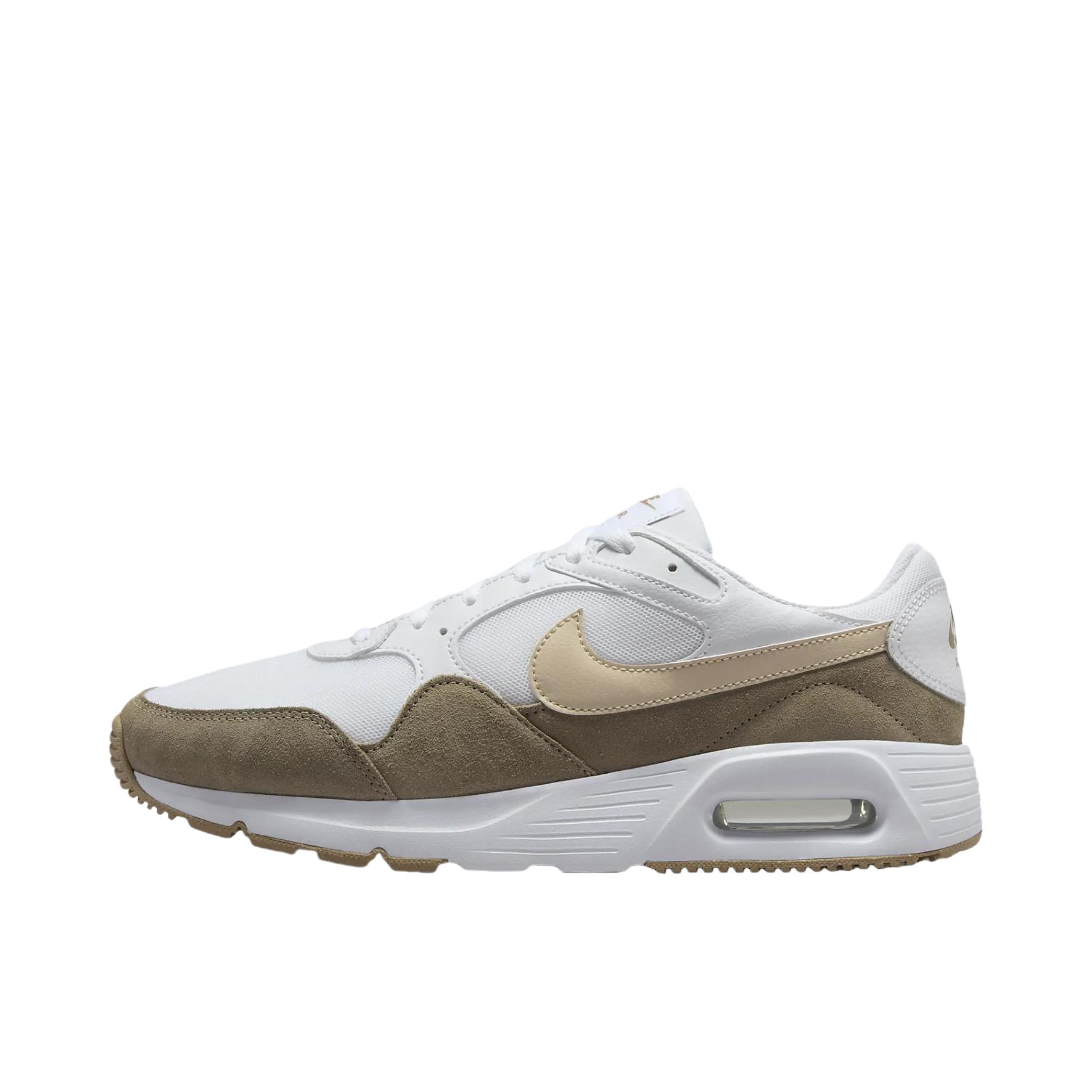 推荐商品：Nike Air Max SC 防滑耐磨 舒适缓震 网布透气 织物 气垫 减震 复古 合成革 耐穿 运动休闲鞋 白色/卡其色/沙色