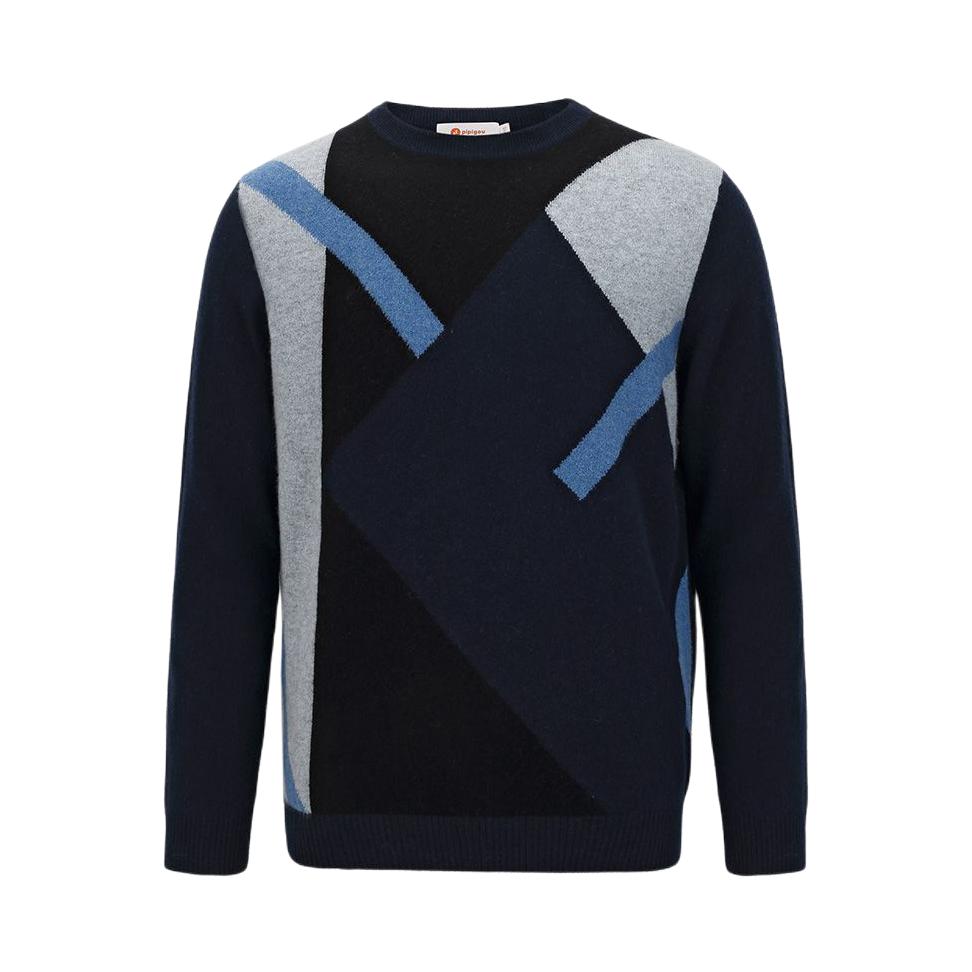 推荐商品：pipigou/皮皮狗 商务100%山羊绒毛衣 藏青