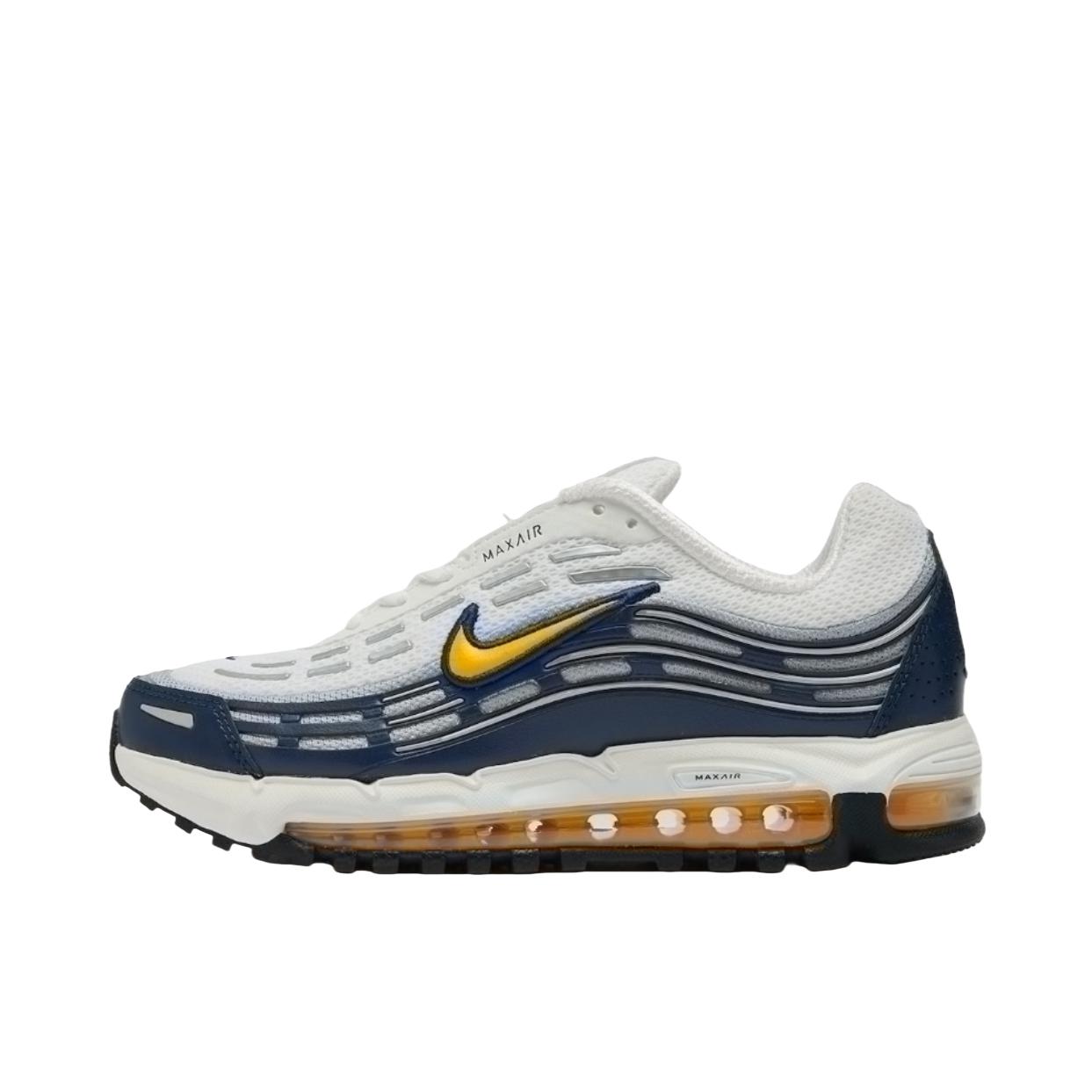 推荐商品：Nike AIR MAX TL 2.5 跑鞋 减震圆头百搭合成革回弹舒适耐磨 蓝色/黄色/白色