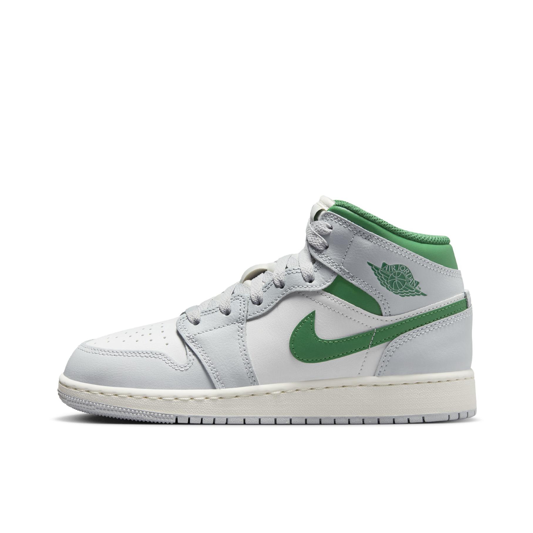 推荐商品：Air Jordan 1 板鞋 运动休闲鞋 复古潮流支撑合成革 GS/山峰白/松绿色/金色