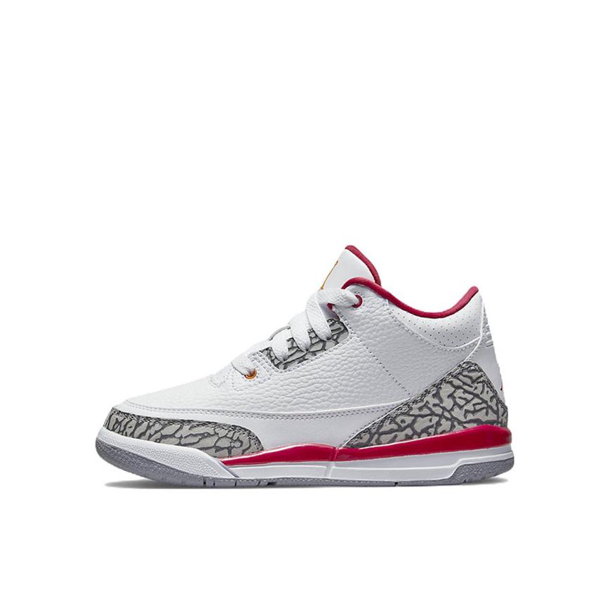 推荐商品：Air Jordan 3 时尚潮流 复古百搭 舒适防踢 防滑耐磨 透气 运动鞋儿童 Cardinal Red 小童/白色/灰色/红色