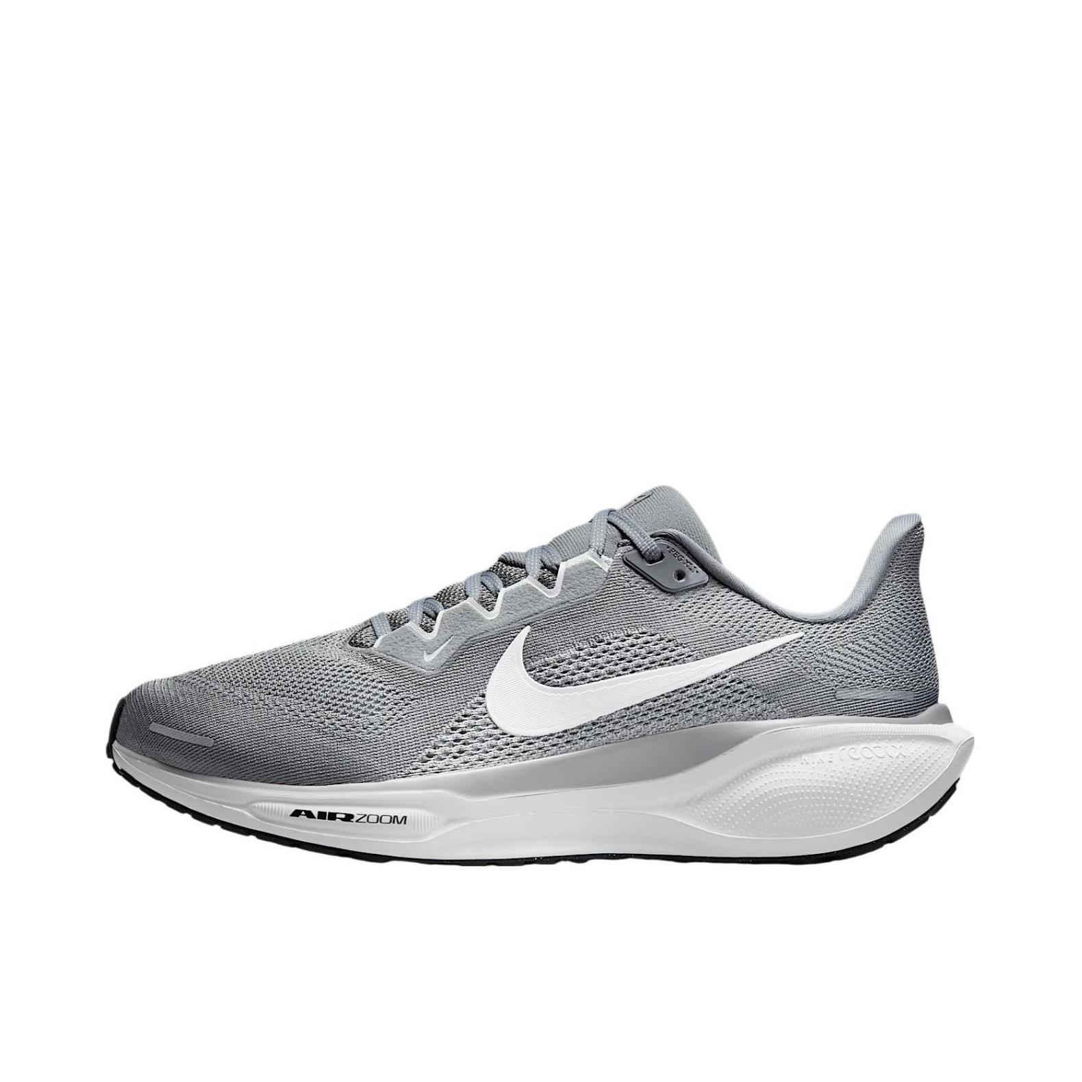推荐商品：Nike Air Zoom Pegasus 41 飞马 跑鞋 ReactX泡绵缓震透气轻便回弹训练防滑马拉松短跑支撑贴合耐用 浅灰色