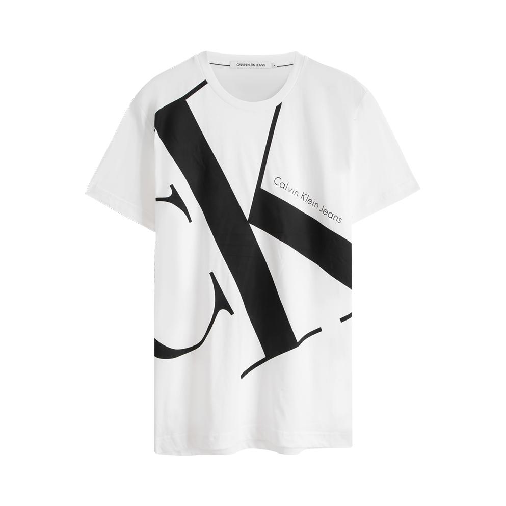 【李大奔同款】Calvin Klein 全棉撞色醒目大字母印花中性圆领短袖T恤 男女同款 J318471