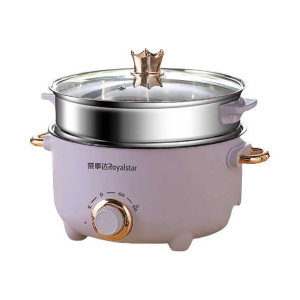 推荐商品：Royalstar/荣事达 4L 电热锅 可视锅盖 加厚手柄 不粘锅底 DZG22A2