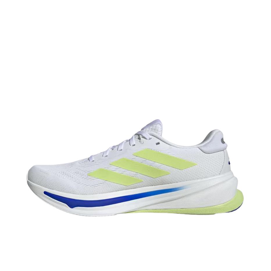 推荐商品：adidas SUPERNOVA Rise 2 跑鞋 缓震回弹稳定透气防滑耐磨防水支撑轻便贴合柔弹 云白色/零金属/脉冲石灰