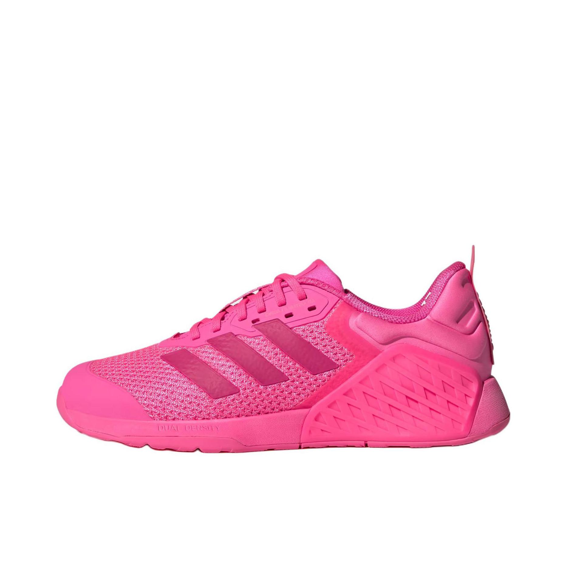 推荐商品：adidas DROPSET 3 TRAINER 防滑 耐磨 透气 力量训练 硬拉 深蹲 织物 回弹 稳定力量 缓震 贴合 训练鞋 女款/粉色