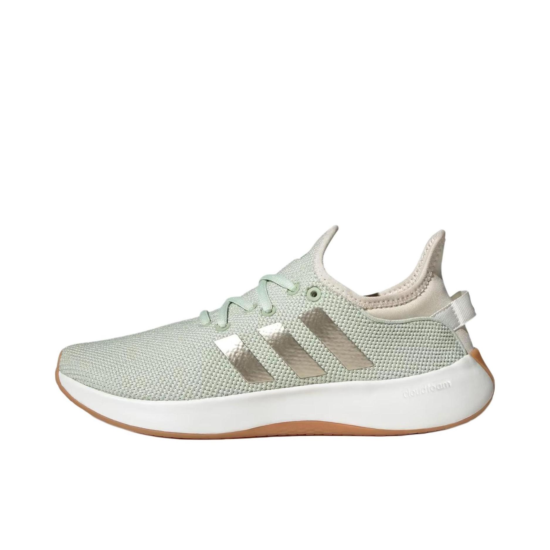 推荐商品：adidas Cloudfoam Pure 缓震回弹 轻便透气 防滑耐磨 舒适 运动休闲鞋 浅绿色/白色