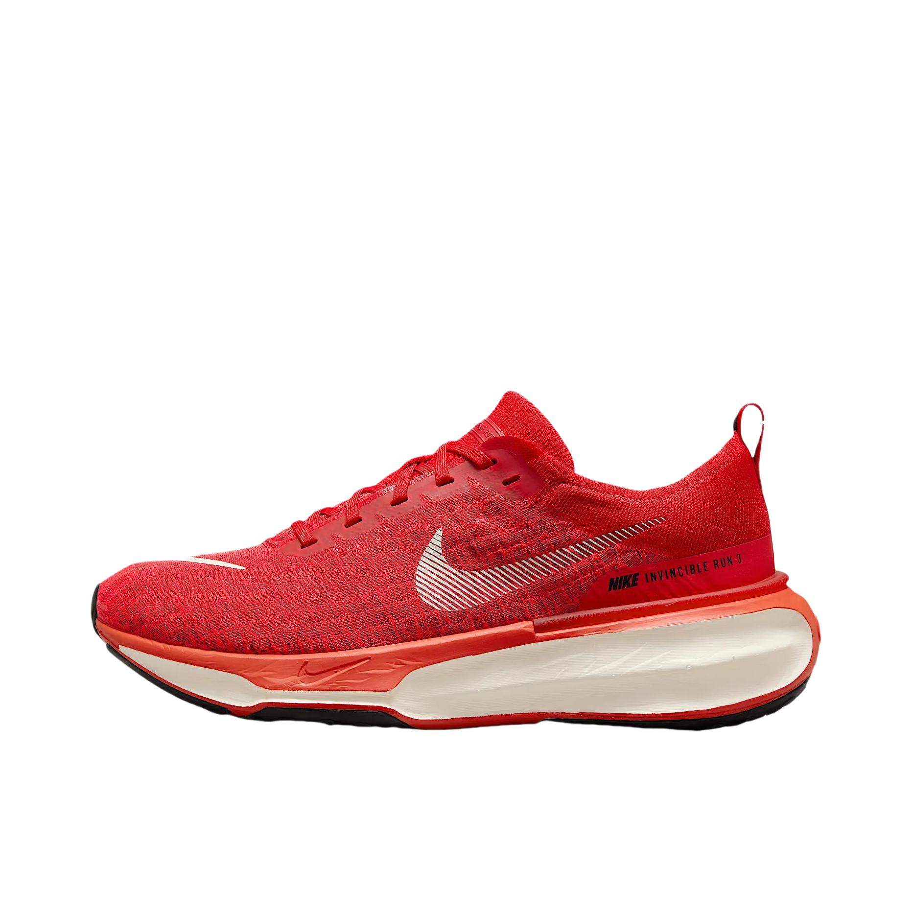 推荐商品：Nike Invincible 3 跑鞋 透气缓震织物运动支撑训练轻便平跟 深红色