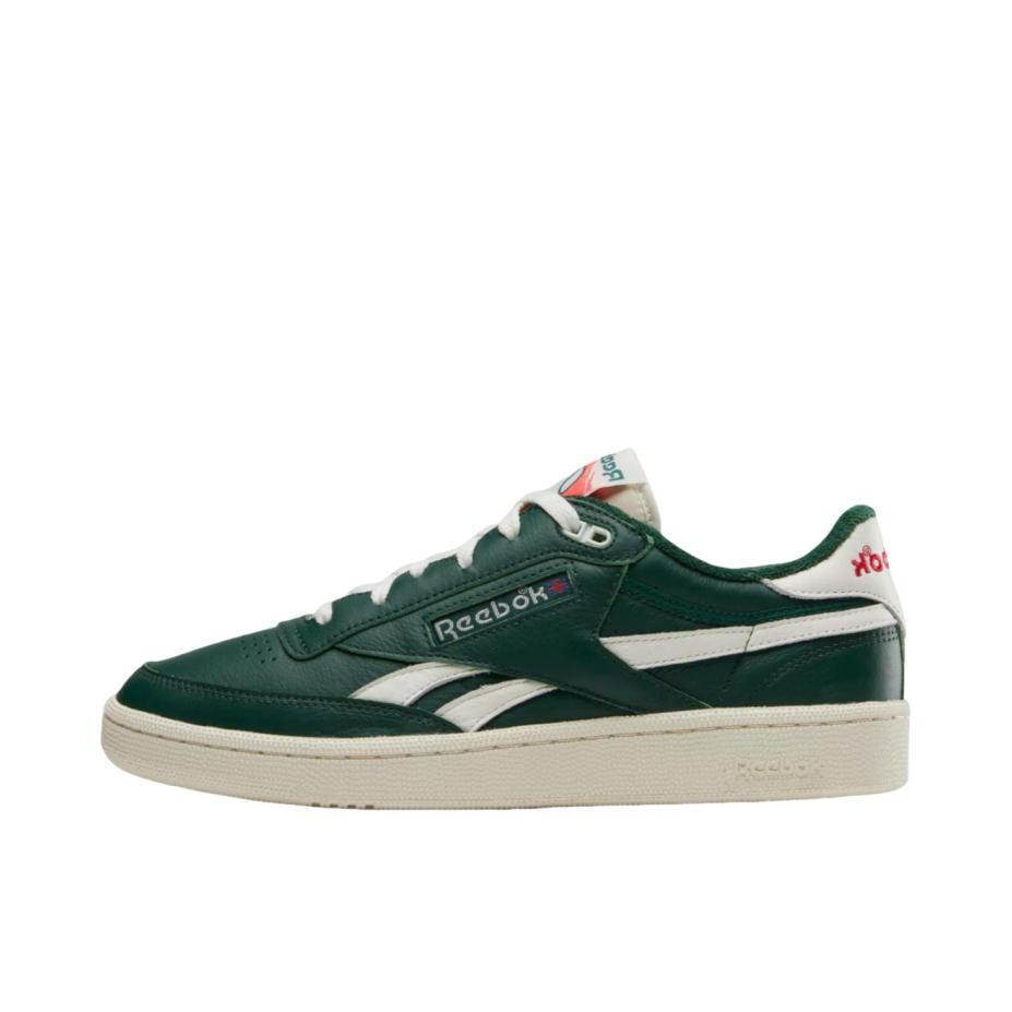 推荐商品：Reebok/锐步 Club C Revenge 合成革 复古简约 透气 防水 德训鞋 板鞋 深绿色/白垩色