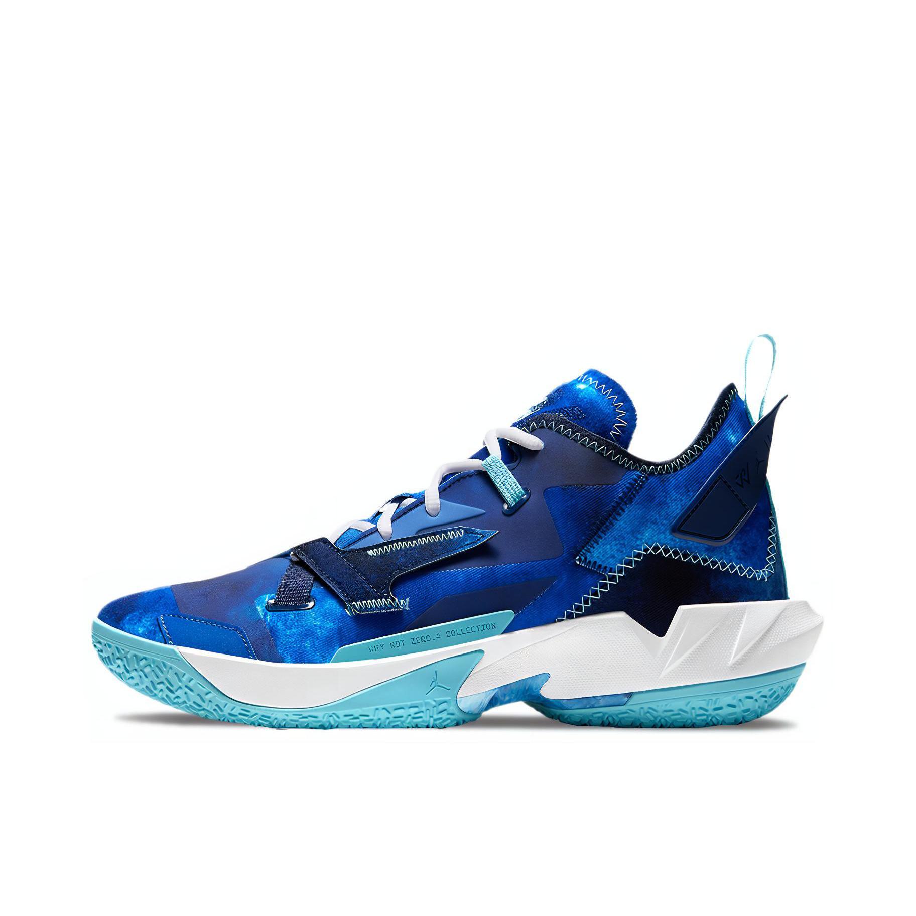 推荐商品：Jordan Why Not Zer0.4 威少4代 缓震透气 防滑耐磨 圆头 实战 潮流百搭 合成革 织物 篮球鞋 Trust And Loyalty 蓝色扎染/白色