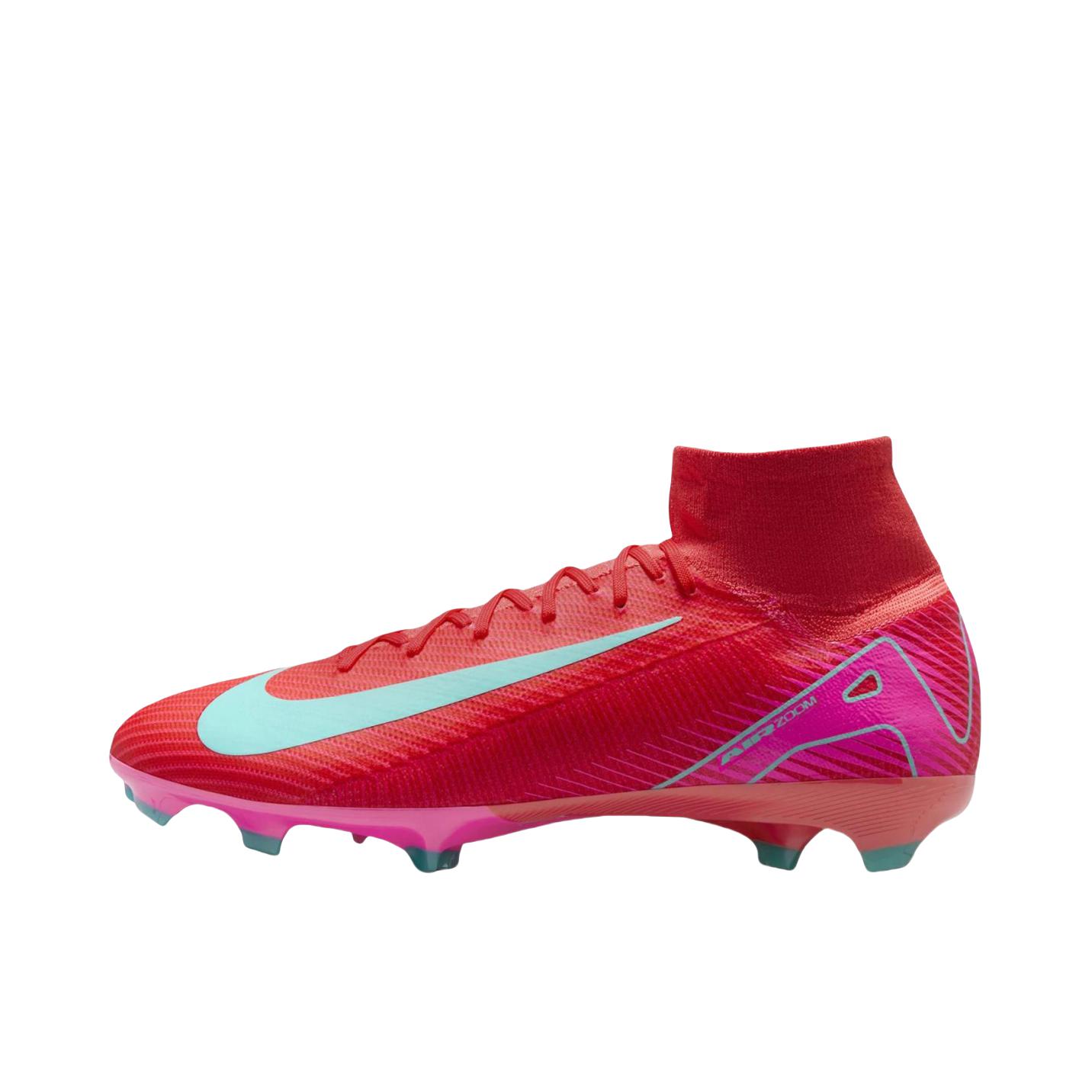 推荐商品：Nike Mercurial Superfly 10 Pro FG 足球鞋 次高端胶质长钉天然草地柔软舒适 红色/蓝色