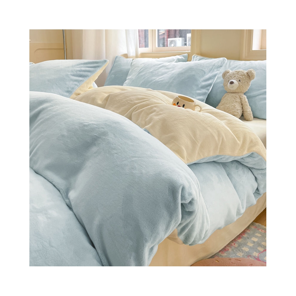 推荐商品：布匠师 简约系列 加厚保暖水晶绒四件套学生宿舍被单枕套被套