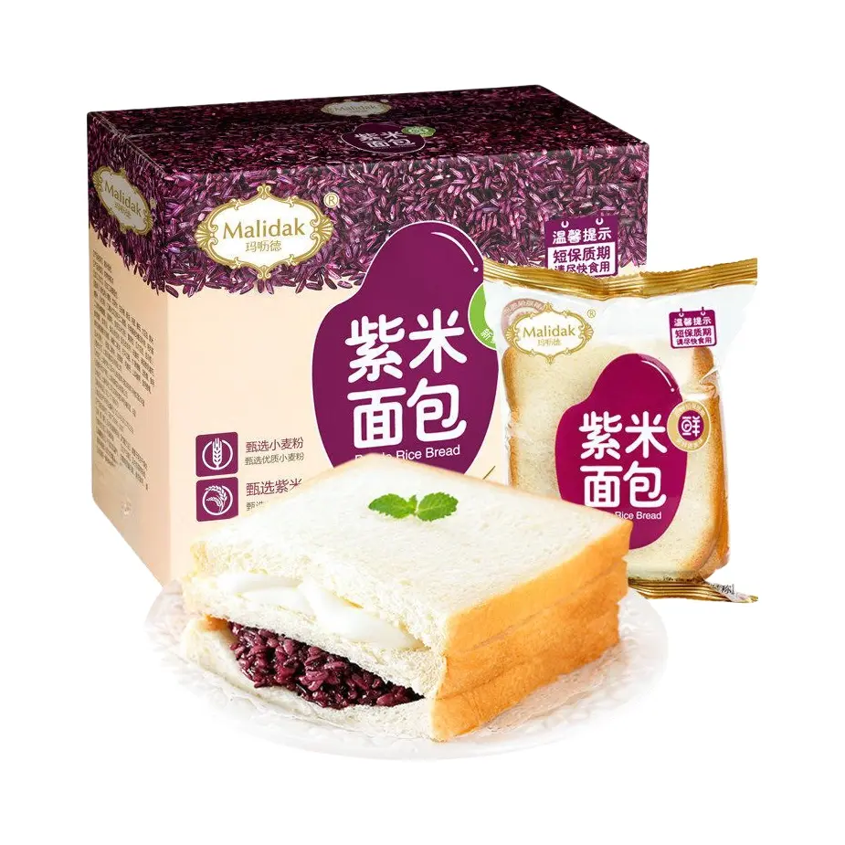 推荐商品：Malidak/玛呖德 紫米面包 箱装 软糯 1100g