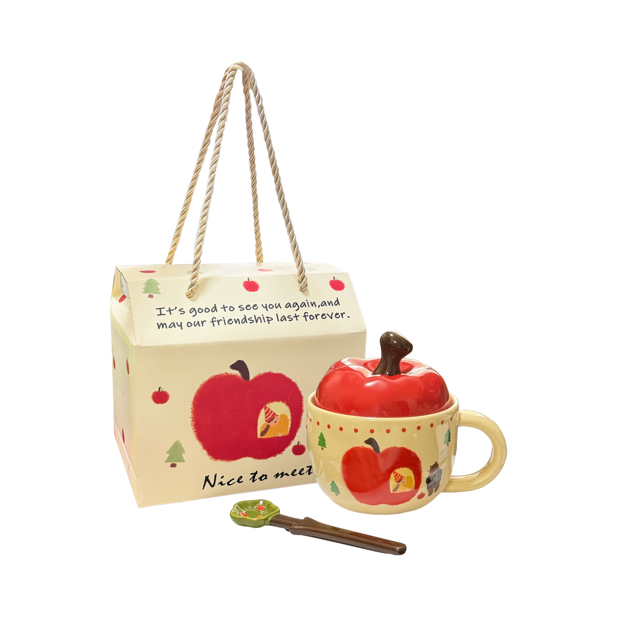 推荐商品：食梦者 复古苹果款 420ml 可加热 陶瓷 马克杯 礼盒装 KTPGB-1