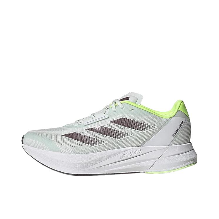 推荐商品：adidas Duramo Speed 跑鞋 减震回弹轻便防滑耐磨网面透气碳板备赛短跑稳定圆头 白色/绿色