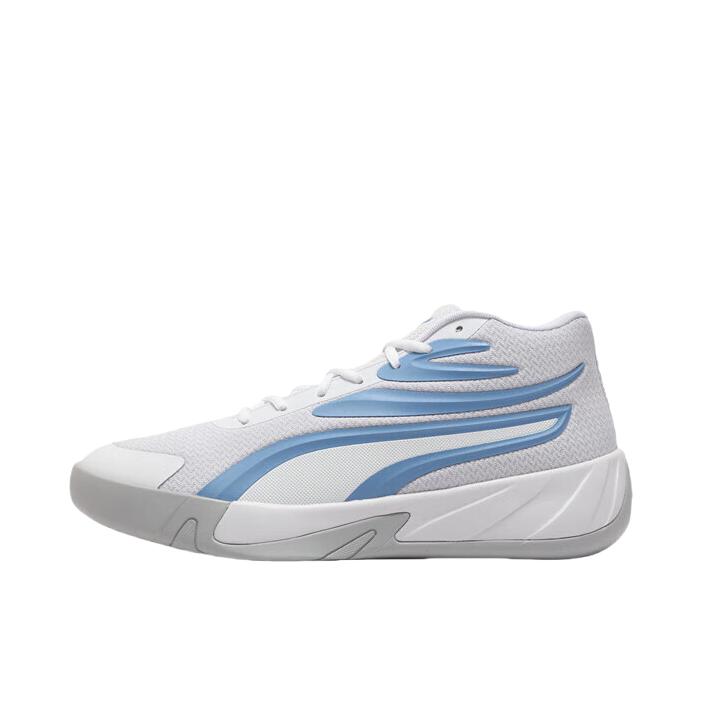推荐商品：Puma/彪马 COURT PRO 轻便透气 防滑耐磨 缓震回弹 舒适百搭 实战 比赛 篮球鞋 白色/浅蓝色 