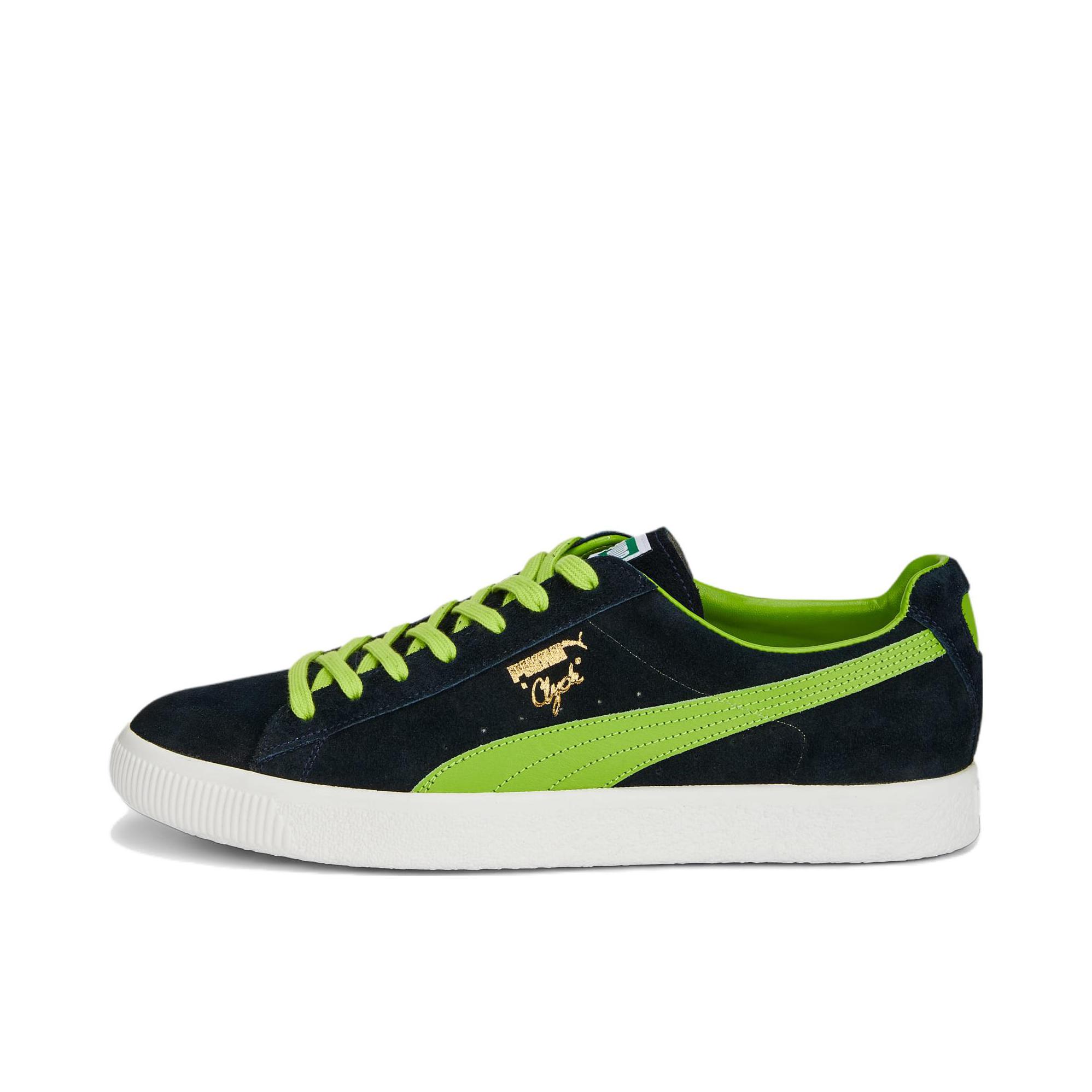 推荐商品：Puma/彪马 Clyde MIJ 板鞋 潮流百搭舒适轻便防滑耐磨 黑色/绿色