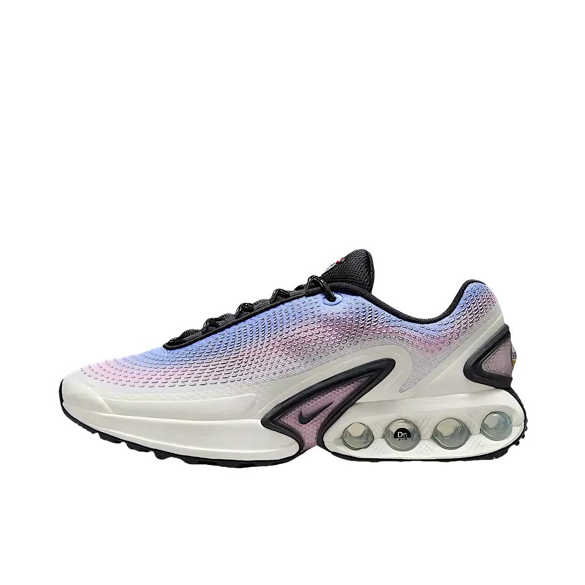 推荐商品：Nike Air Max Dn 运动休闲鞋 柔软防滑耐磨缓震回弹支撑网布透气低帮平跟贴合 泡沫粉/铝蓝/金属银/灰色